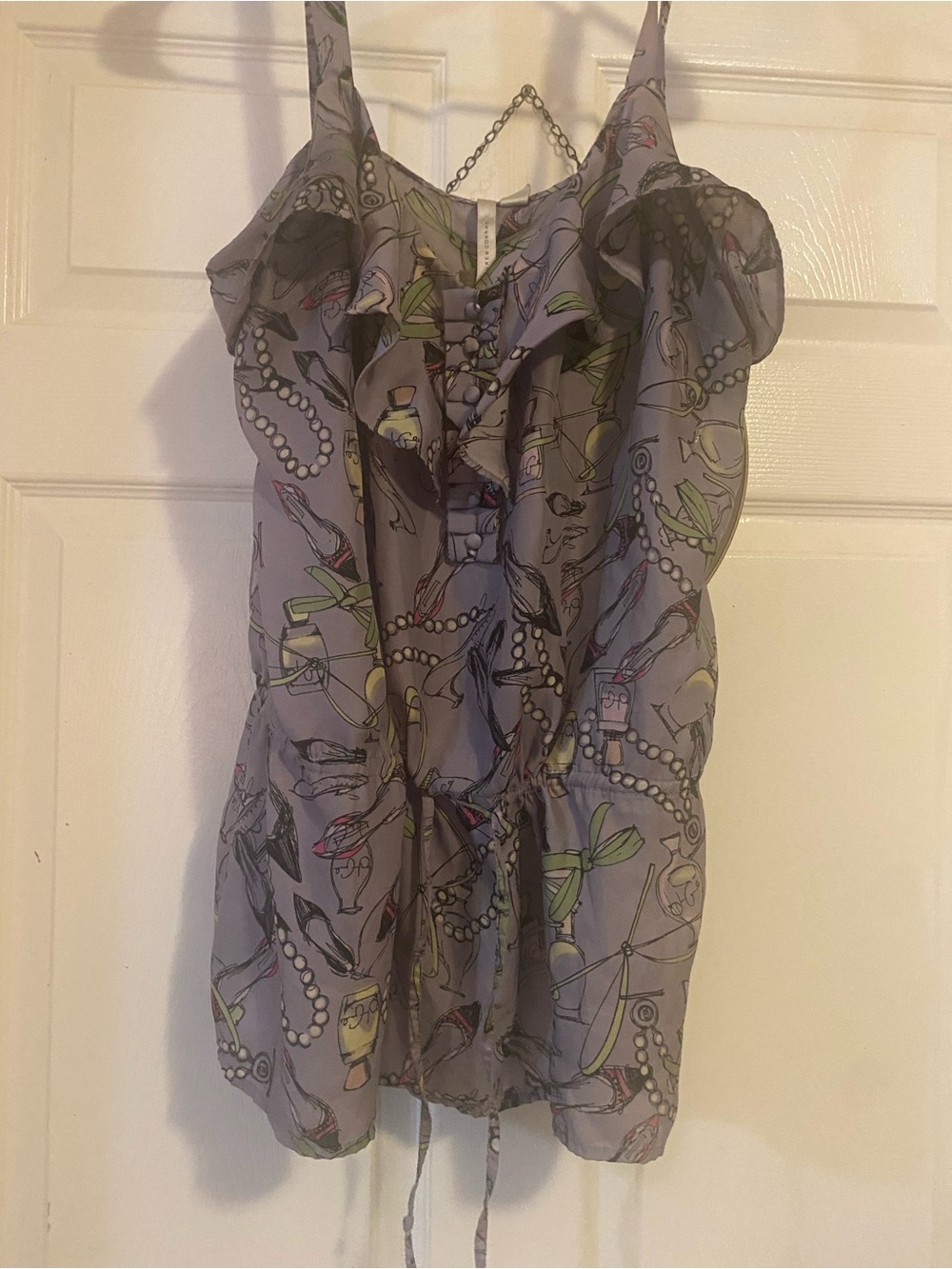 Lauren Conrad Lavender Ruffle Printed Sleeveless Top